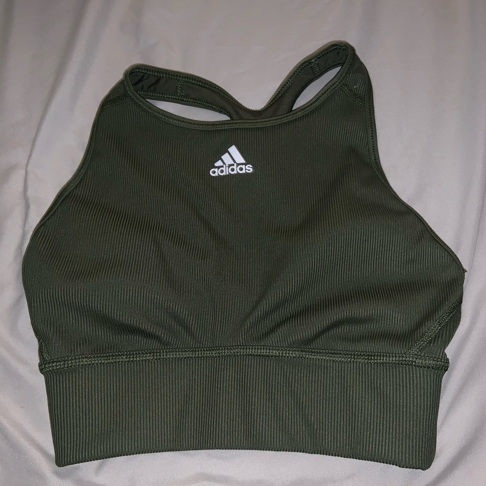 Adidas olive green sports bra